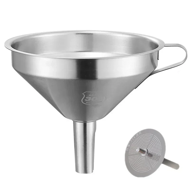 Home Cooking Oil Filter - 304 Stainless Steel Funnel Metal Wide