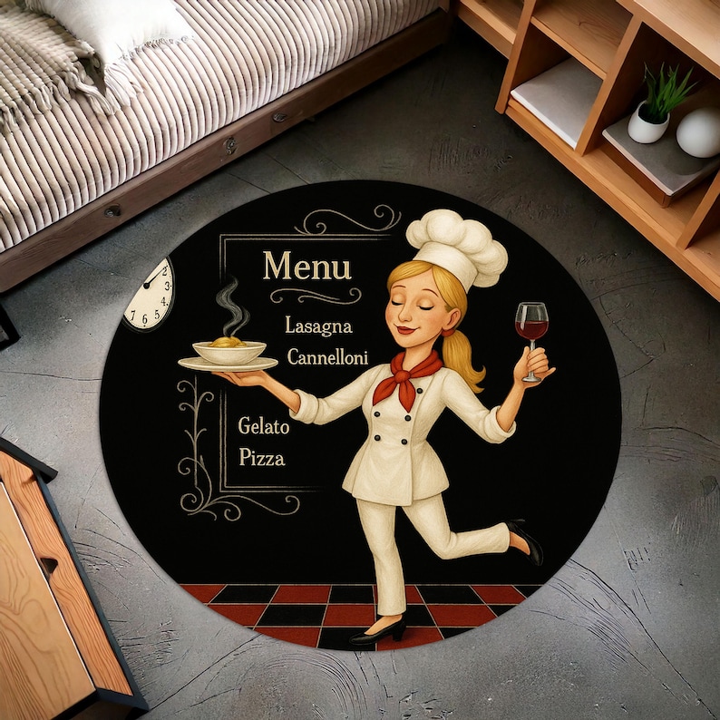 Blonde Chef Round Kitchen Rug, - đánh giá và giá Home Cooking Menu